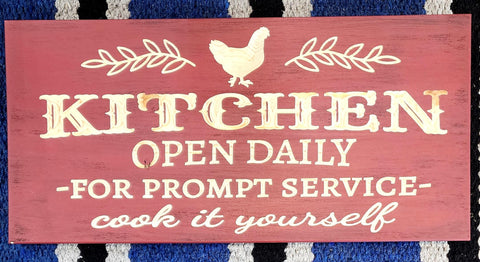 Kitchen Barn Wood sign-red