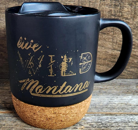 Live Wild Montana Cork bottom mug